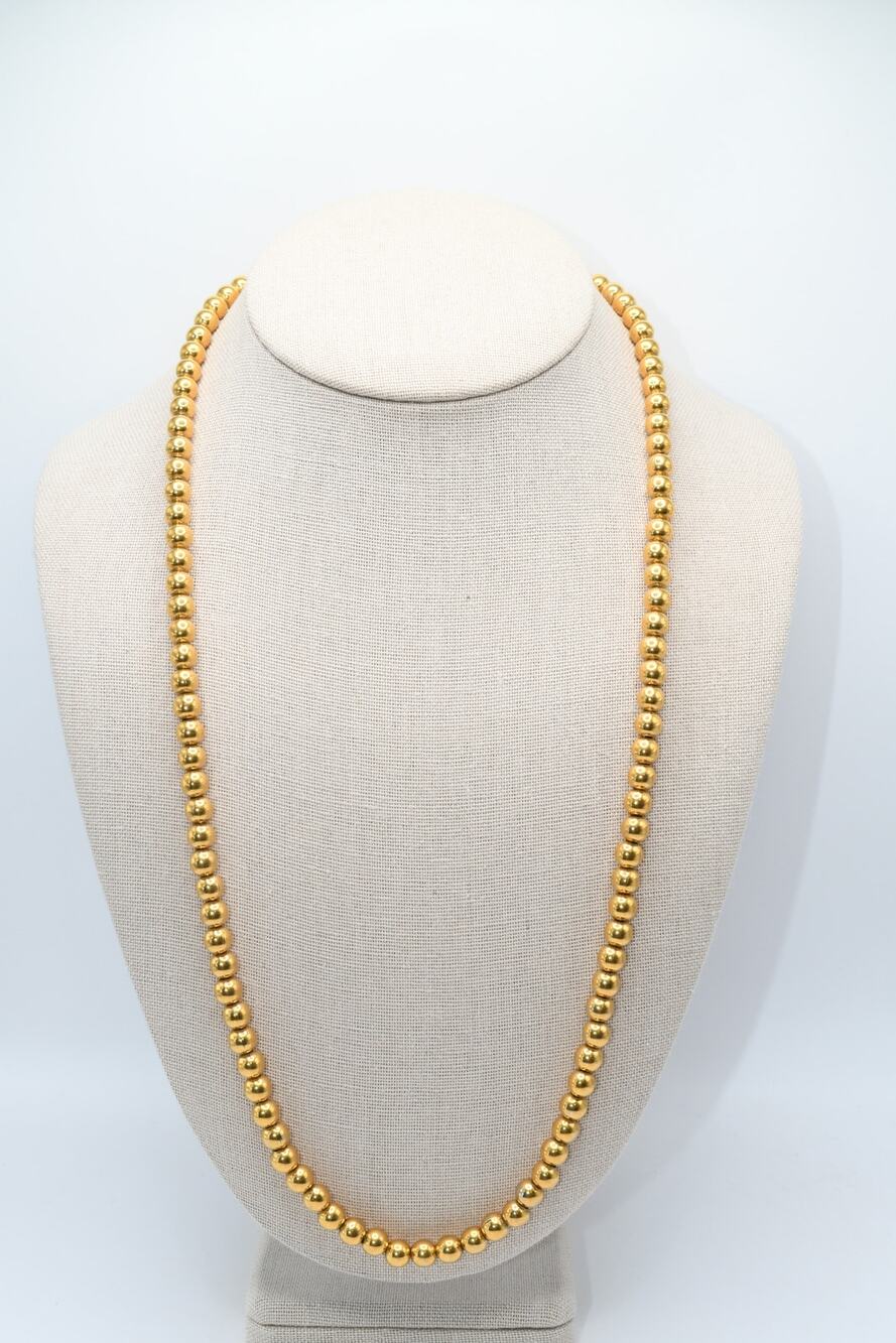 Vintage Monet Gold Bead Necklace 25" Long Strand Chain Classic